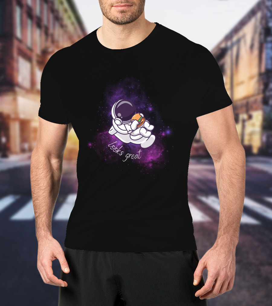 Astronaut Looks Great With Burger In Space T-Shirt