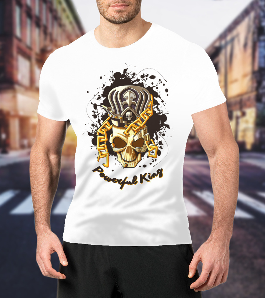 Powerful King Skull With Crown And Chains T-Shirt