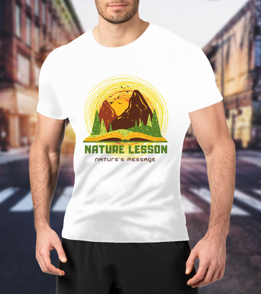 Nature Lesson Nature's Message Open Book With Mountains And Trees T-Shirt