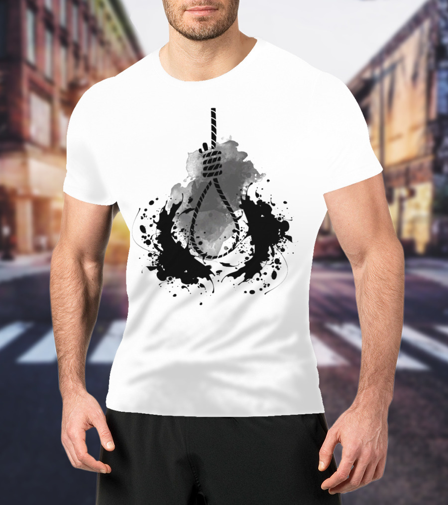 Rope Black And White Abstract Ink Splatter T-Shirt