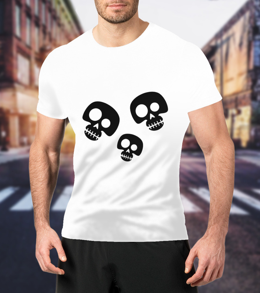 Skull Cute Trio Playful Black And White Skulls T-Shirt