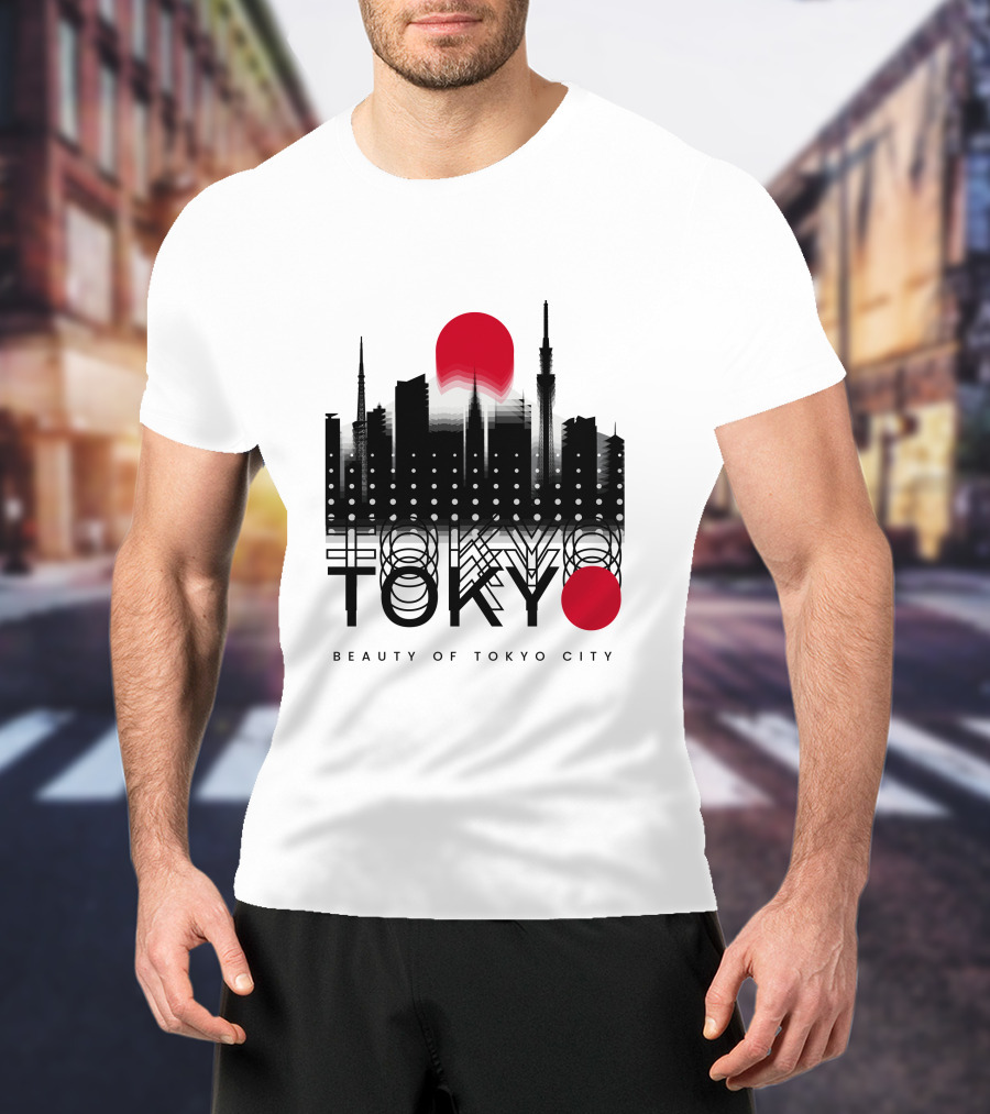 Tokyo Beauty Of Tokyo City Skyline Red Sun T-Shirt