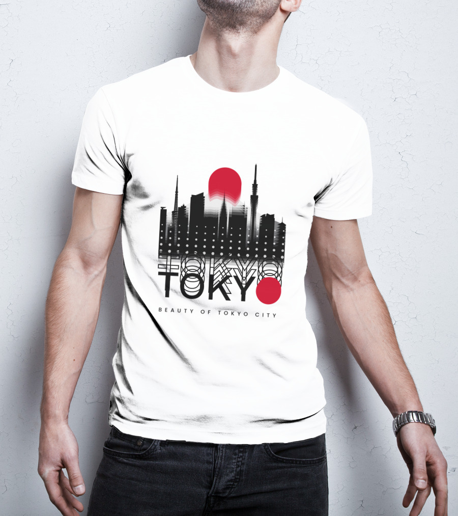 Tokyo Beauty Of Tokyo City Skyline Red Sun T-Shirt