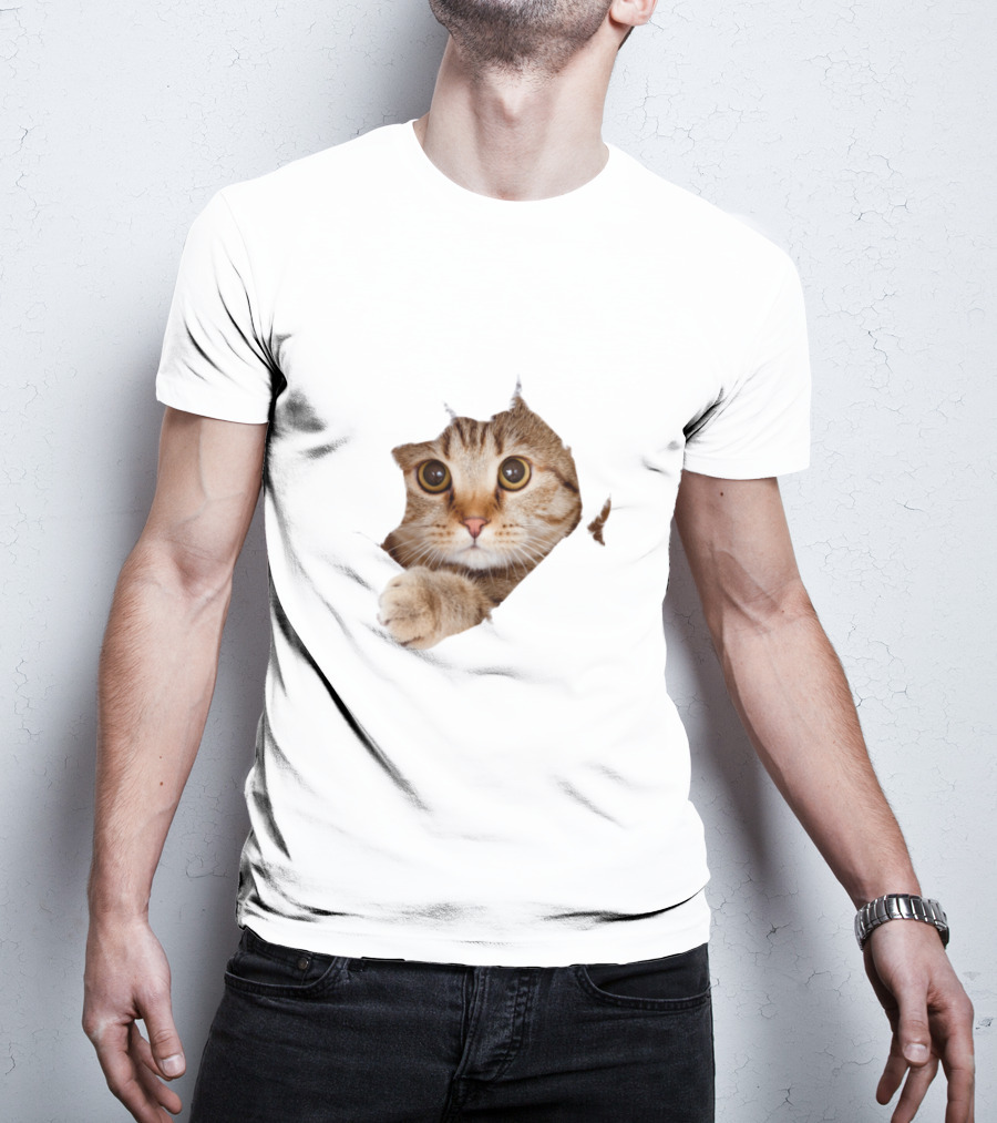 Cat Cute Peek Front Pajamas For Women T-Shirt