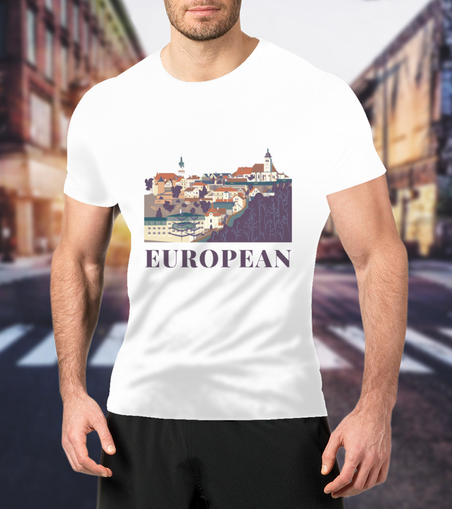 European Scenic Village Architecture Panorama T-Shirt