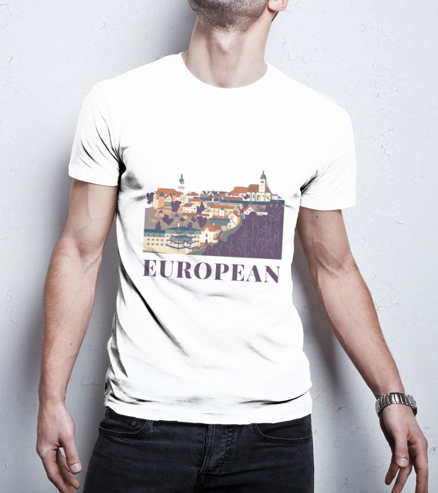 European Scenic Village Architecture Panorama T-Shirt