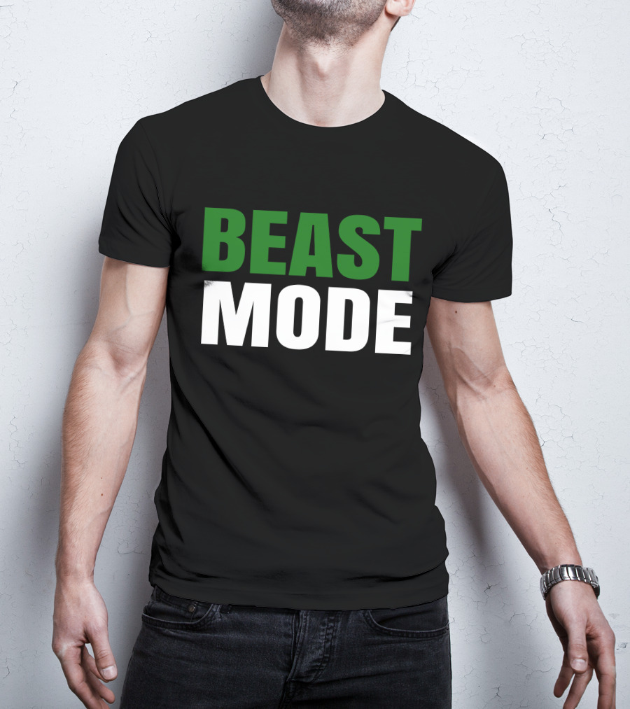 BEAST Mode Word Green Text Sports Motivation T-Shirt