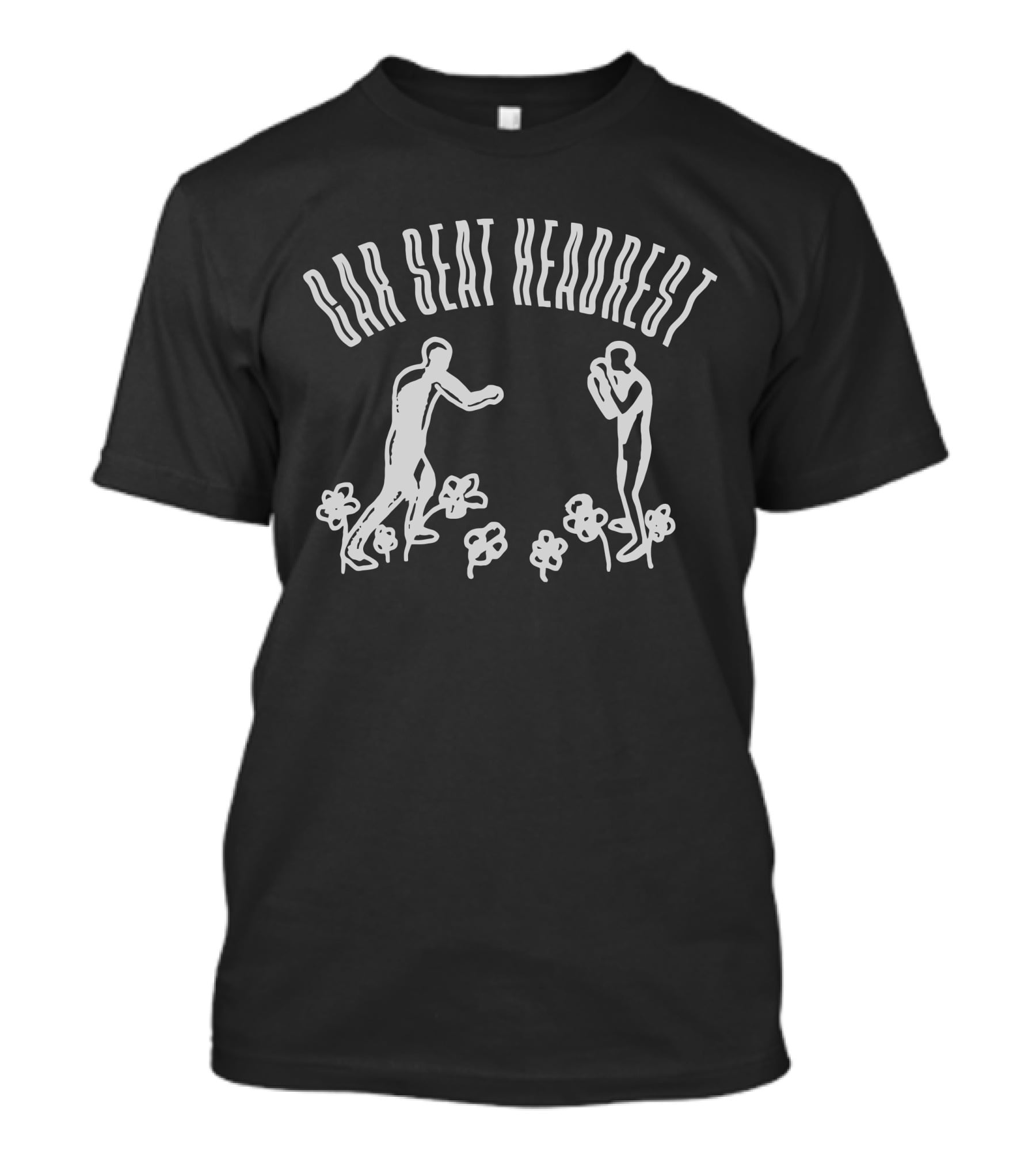 Car Seat Headrest Boxing Figures In Floral Scene T-Shirt