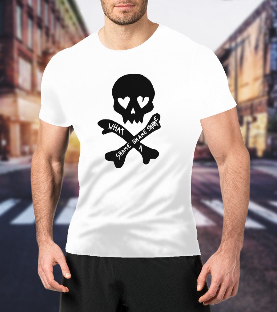 What A Shame Skull And Crossbones With Heart Eyes T-Shirt