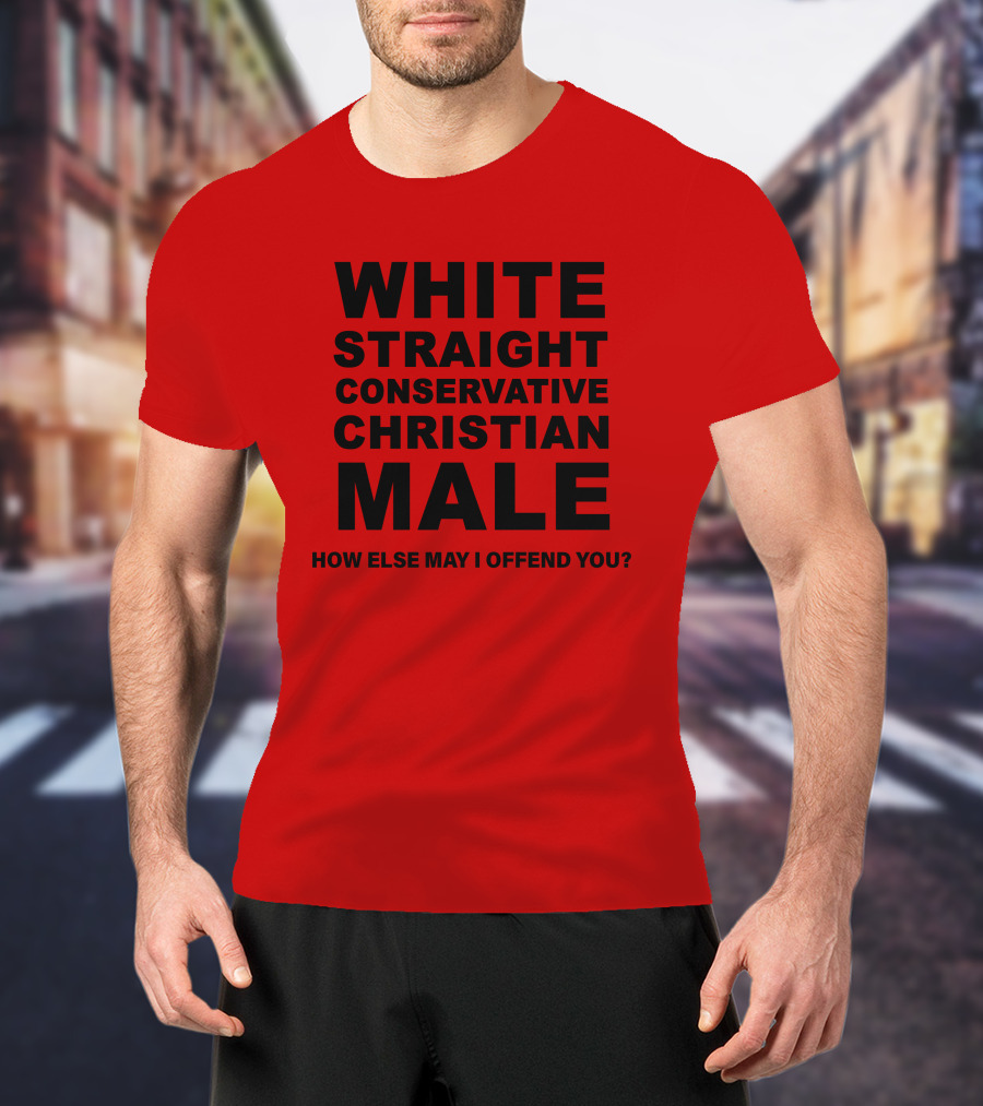 White Straight Conservative Christian Male How Else May I Offend You T-Shirt