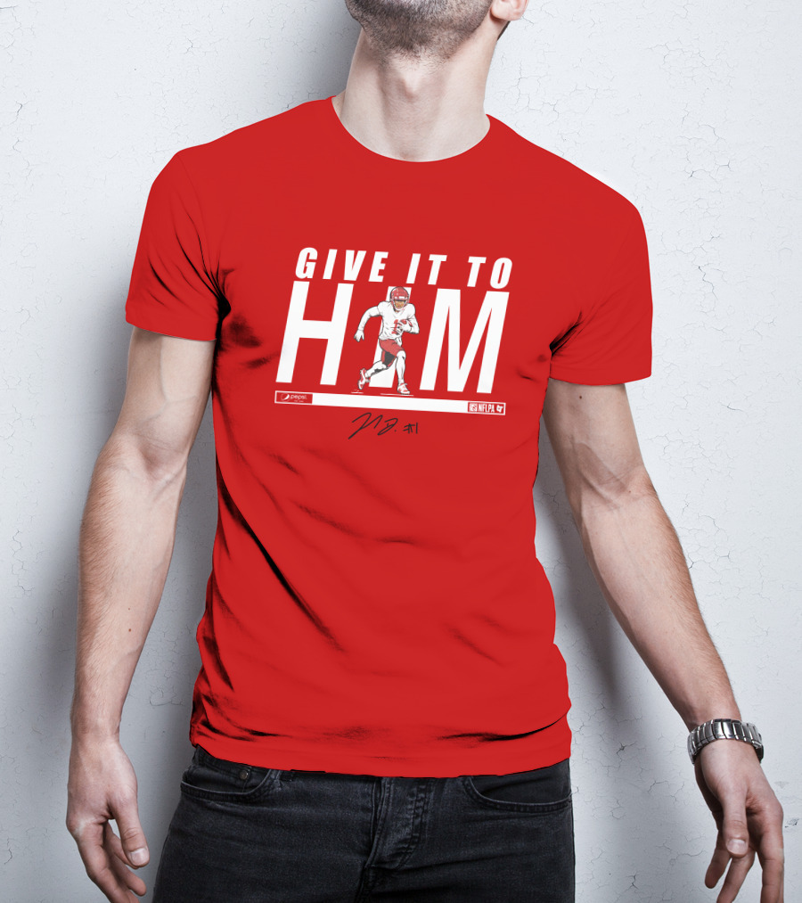 Give It To Him Football Player Signature 10 Red And White T-Shirt
