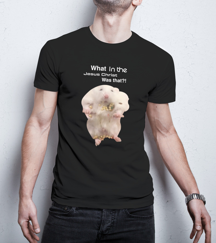 Hamster Jesus Christ Cute Fluffy White Rodent Eating Food T-Shirt