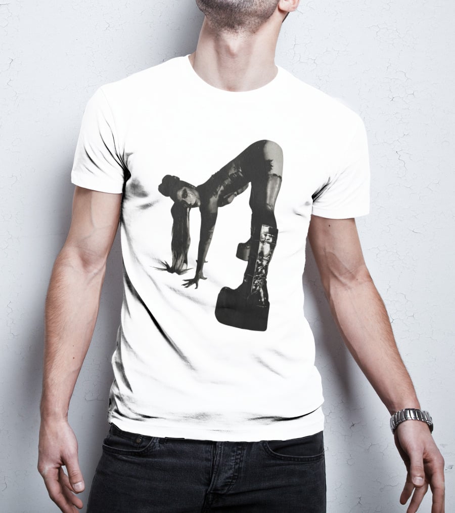 Lady Gaga Chromatica Black And White Striking Pose Platform Boots T-Shirt
