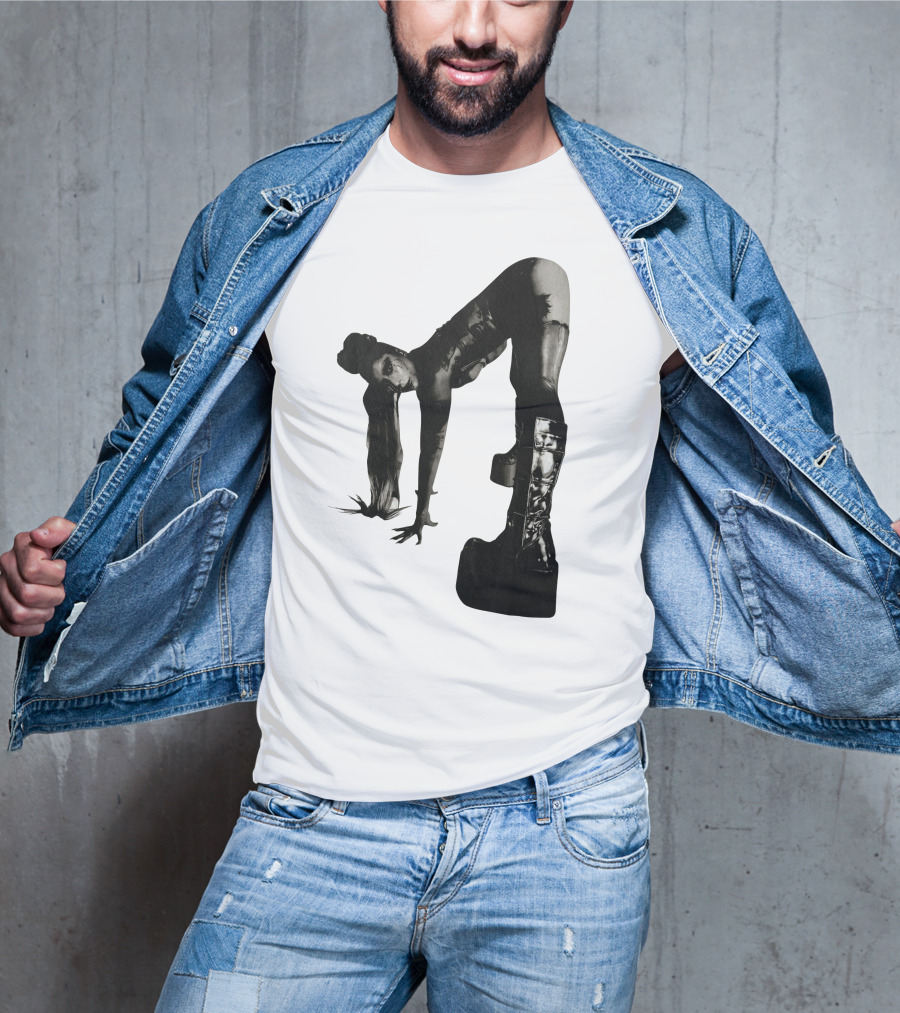 Lady Gaga Chromatica Black And White Striking Pose Platform Boots T-Shirt