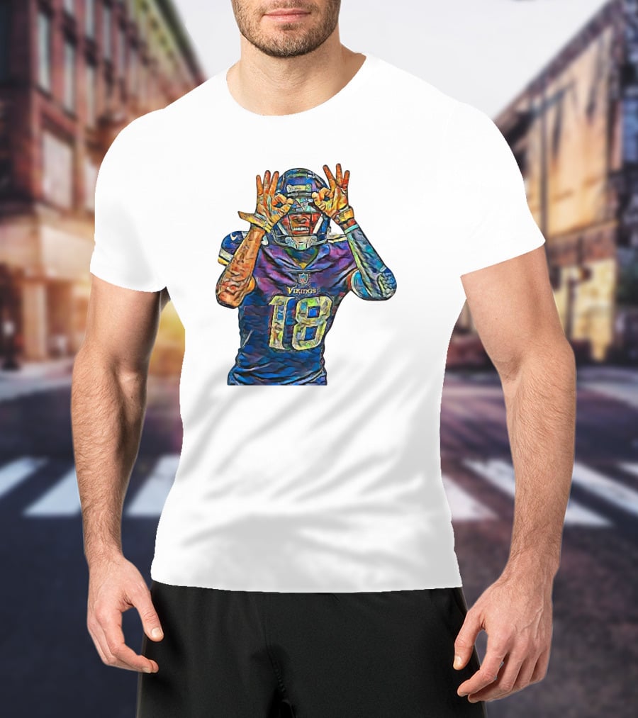 Justin Jefferson Minnesota Vikings Number 18 Griddy Dance Fan T-Shirt