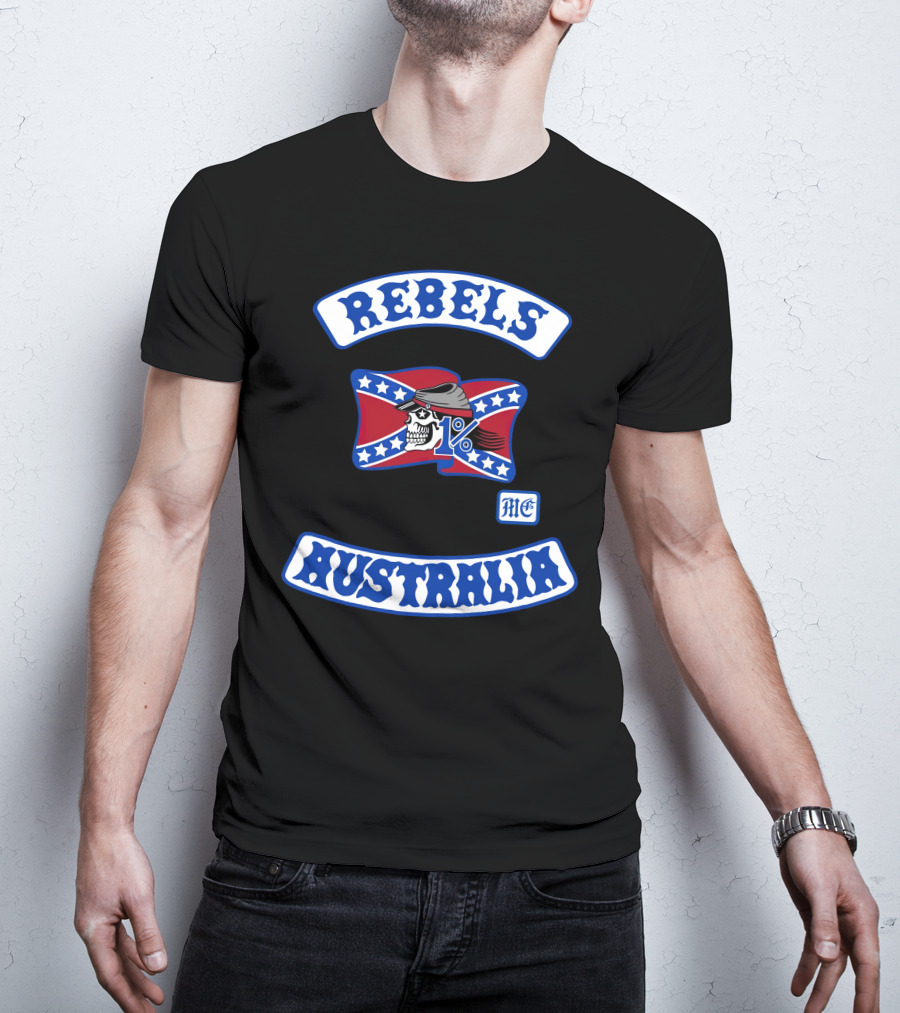 Rebels MC 1% Skull Australia Motorcycle Club Patch T-Shirt
