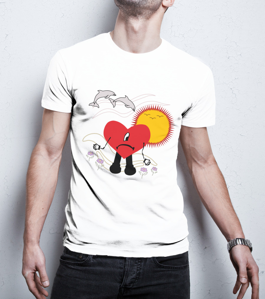 Bad Bunny Un Verano Sin Ti Album Heart Sun Dolphins Flowers Scene T-Shirt