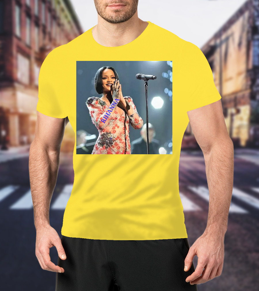 Rihanna Singer Songwriter Actress Performance Floral Dress T-Shirt