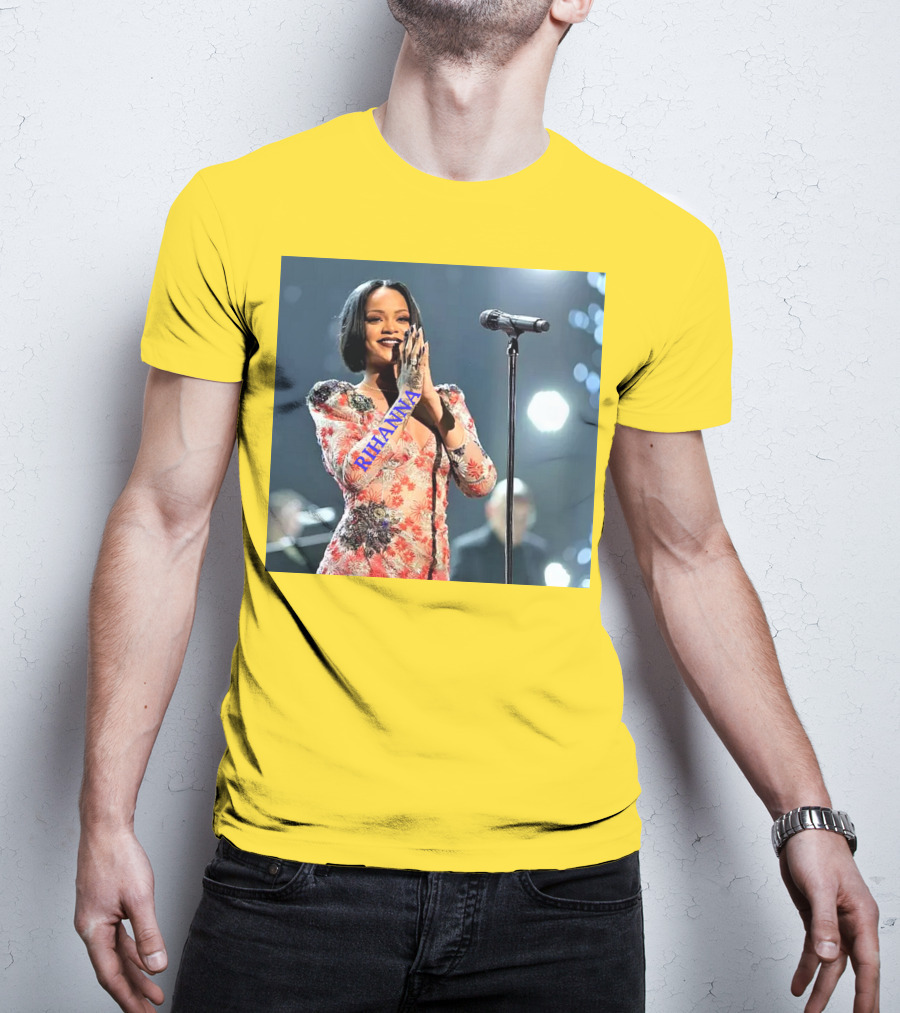 Rihanna Singer Songwriter Actress Performance Floral Dress T-Shirt