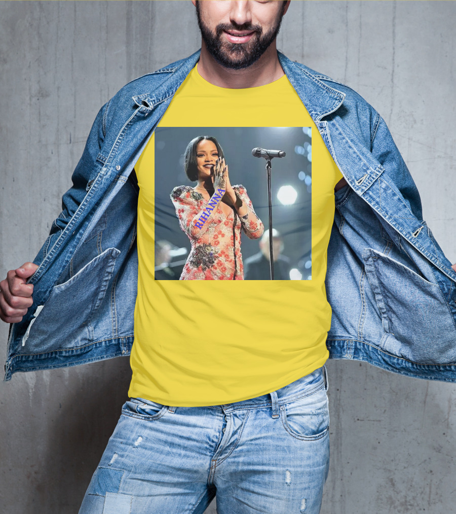 Rihanna Singer Songwriter Actress Performance Floral Dress T-Shirt