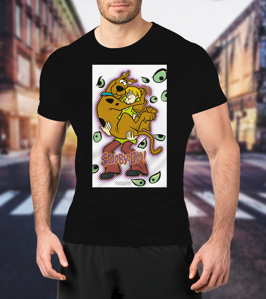 Scooby-Doo Shaggy Hug Surrounded By Eyes T-Shirt