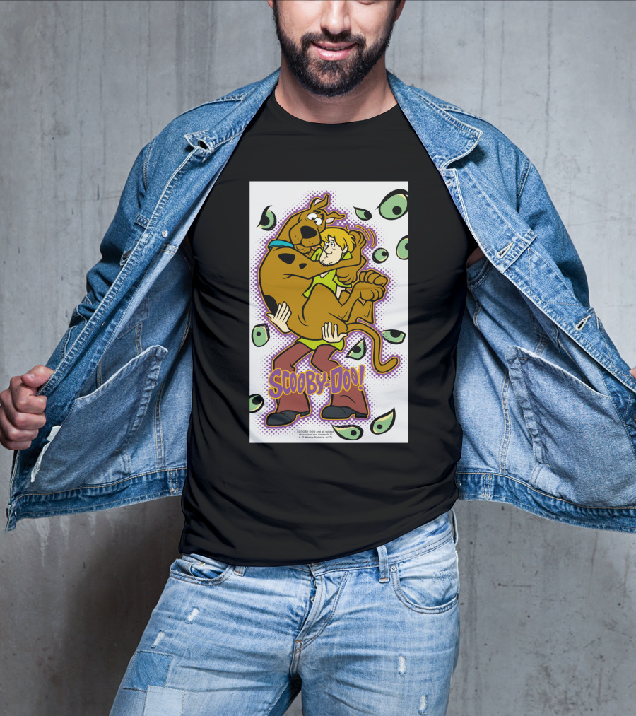 Scooby-Doo Shaggy Hug Surrounded By Eyes T-Shirt
