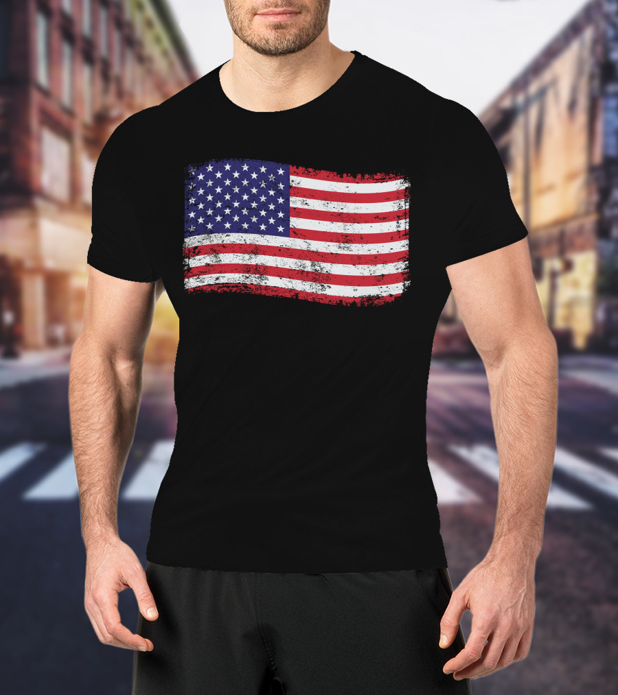 American Flag Distressed Vintage Style T-Shirt