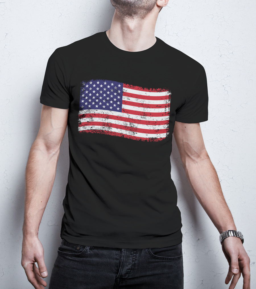 American Flag Distressed Vintage Style T-Shirt