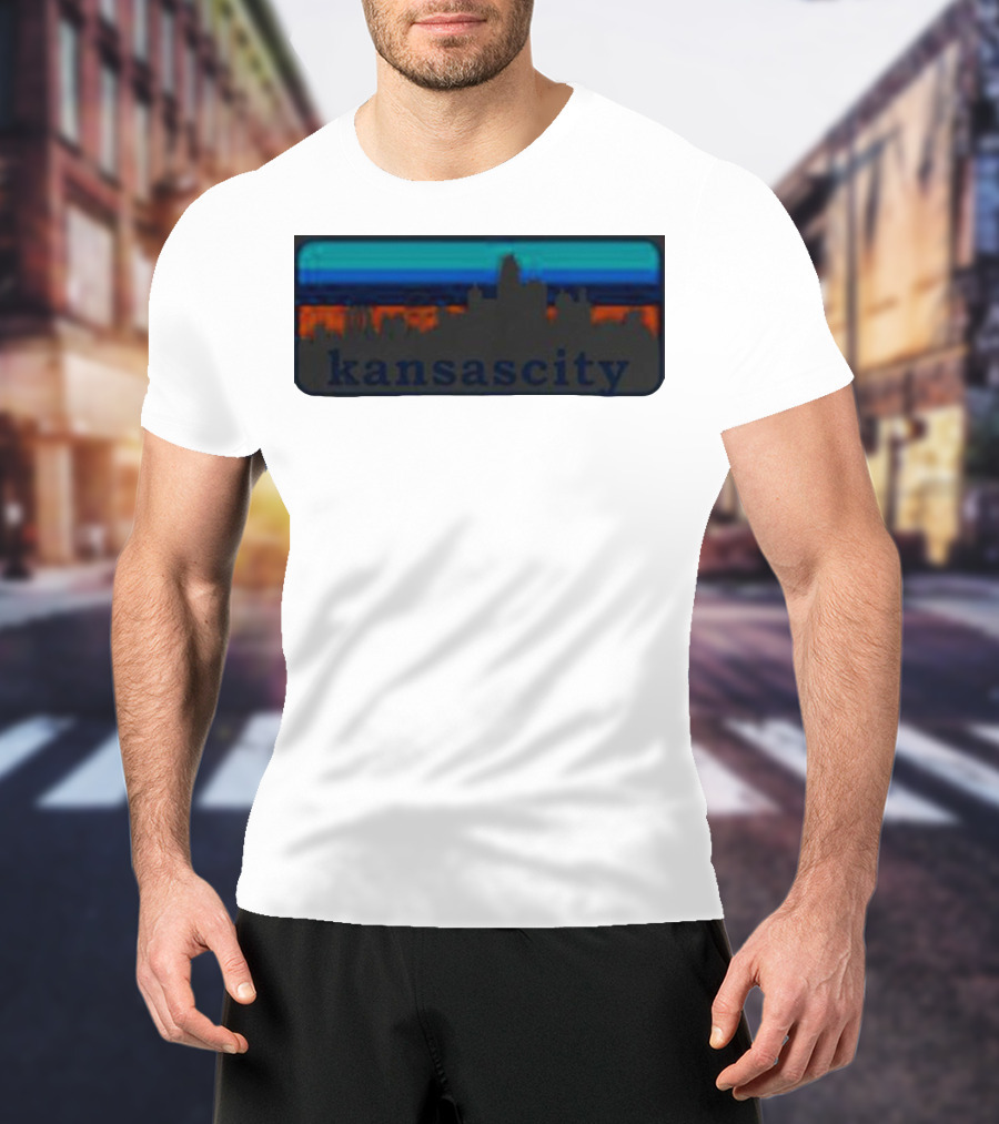 Kansas City Skyline Vintage Retro Sunset T-Shirt