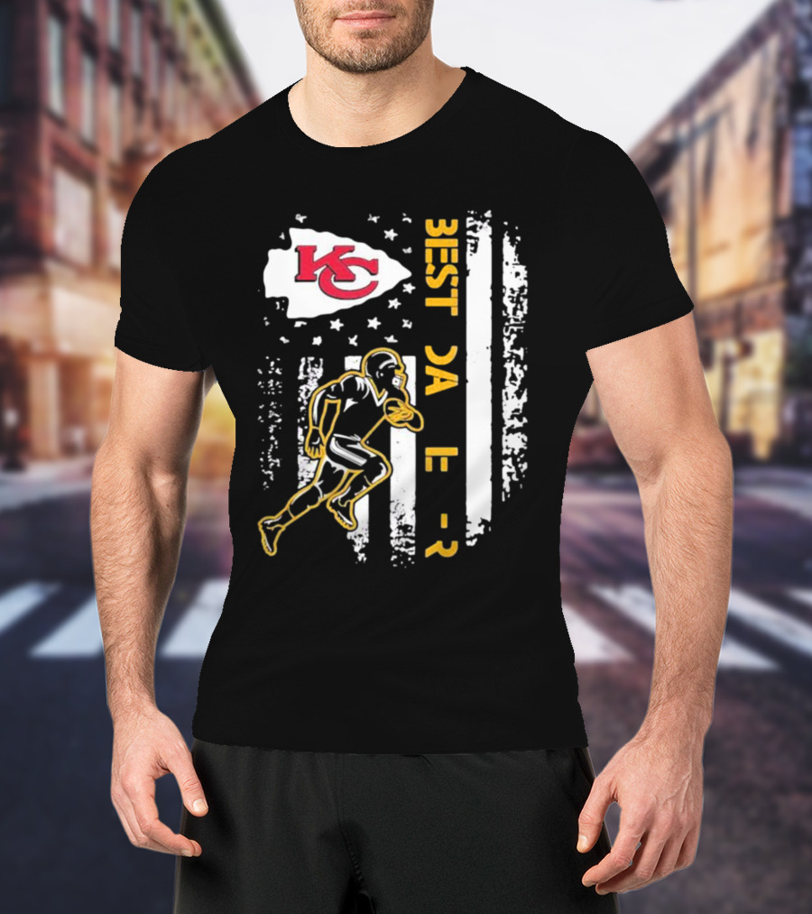 Best Dad Ever Kansas City Chiefs Football American Flag T-Shirt