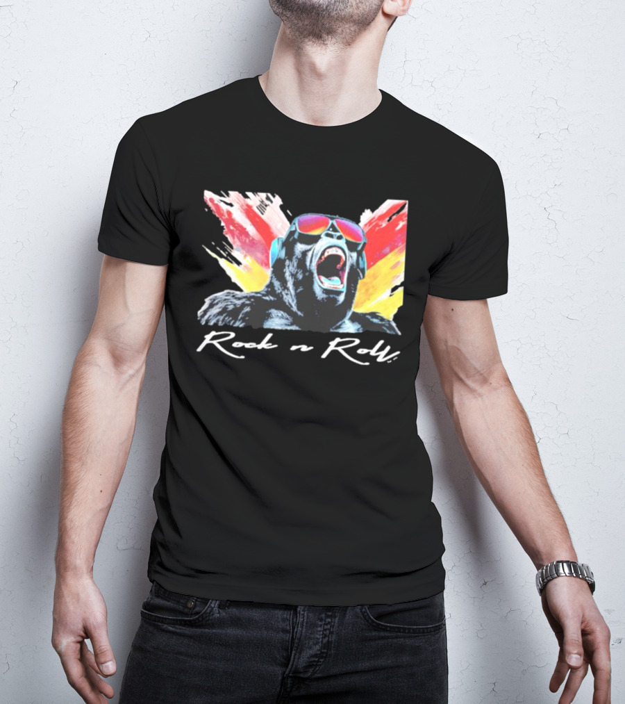 Rock N Roll Gorilla With Headphones And Sunglasses T-Shirt