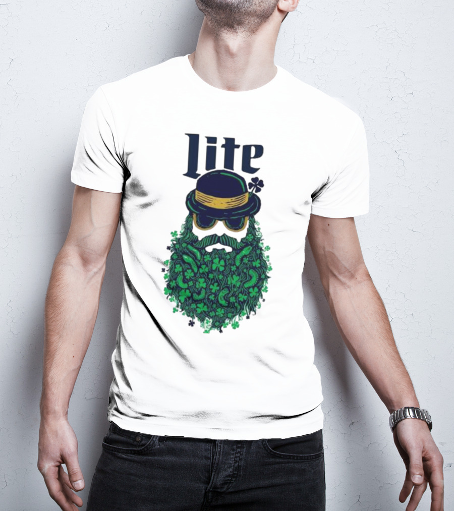 St Patrick’s Day Lite Hat And Green Beard With Shamrocks T-Shirt