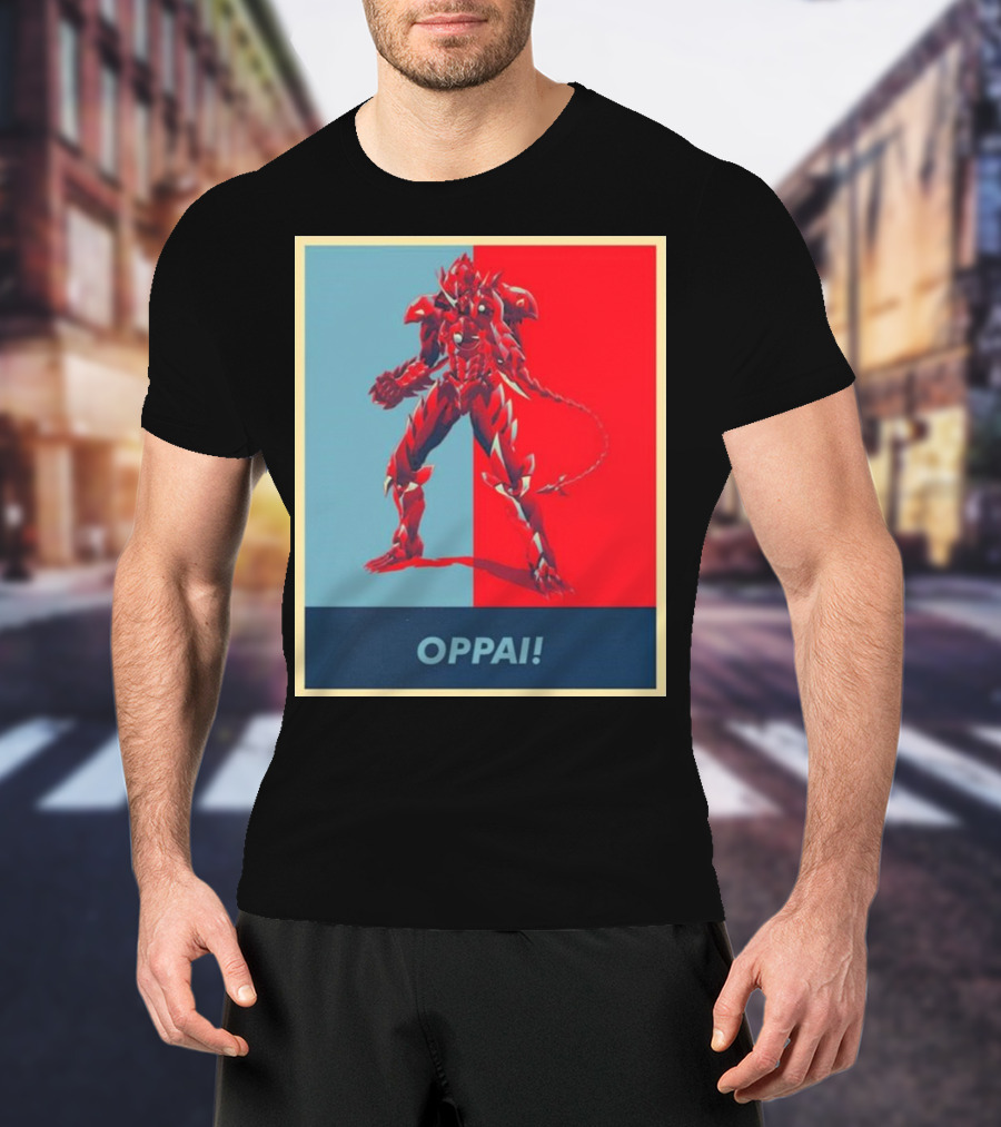 OPPAI Issei Hyoudou High School DxD Hope Style Mecha Fusion Red And Blue Dual Color Background T-Shirt