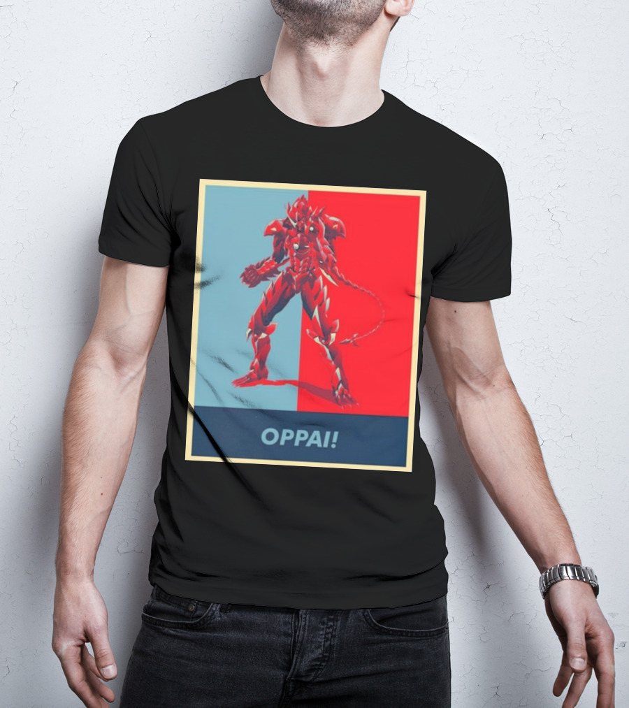 OPPAI Issei Hyoudou High School DxD Hope Style Mecha Fusion Red And Blue Dual Color Background T-Shirt