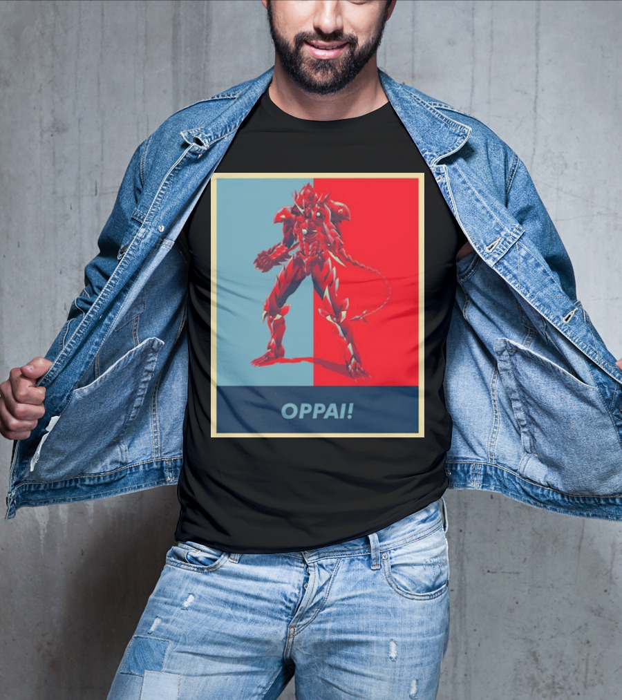 OPPAI Issei Hyoudou High School DxD Hope Style Mecha Fusion Red And Blue Dual Color Background T-Shirt