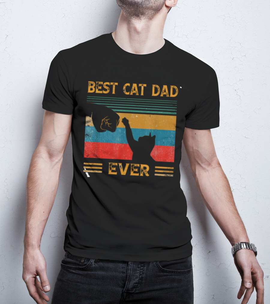 Best Cat Dad Ever Vintage Pet Lover Apparel Funny Kitty Clothes Cat Owners Cat Daddy T-Shirt