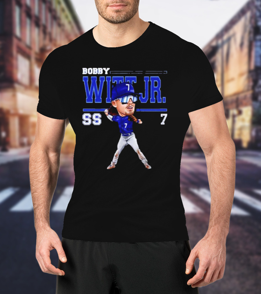 Bobby Witt Jr. SS 7 Kansas City Cartoon Baseball Player T-Shirt