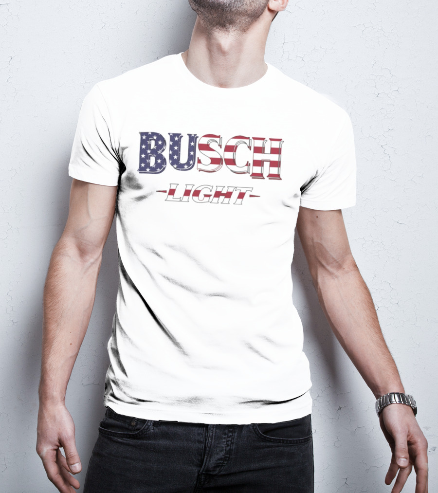 Hardy Busch Light American Flag USA T-Shirt