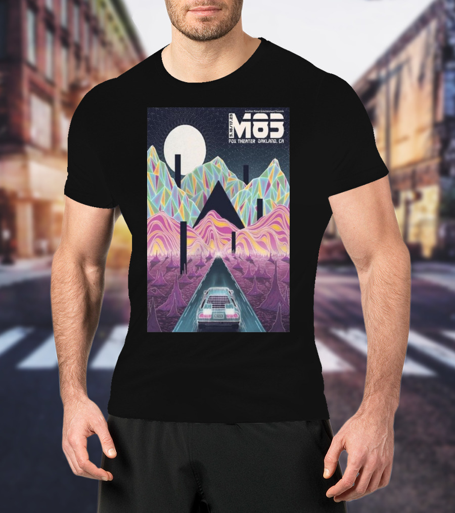 M83 Band Fox Theater Oakland CA May 16 And 17 Retro Futuristic Landscape T-Shirt