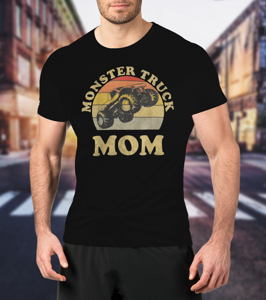 Vintage Monster Truck Mom Retro Stripes T-Shirt