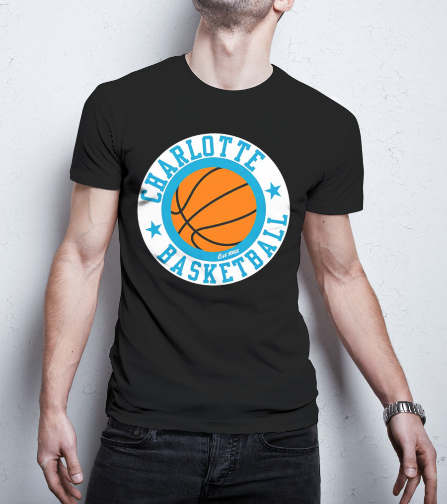 Charlotte Basketball Est 1988 Logo Vintage Style Circle Emblem T-Shirt