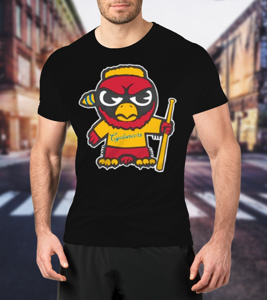 Cycloneers Bird Mascot Holding Baseball Bat T-Shirt