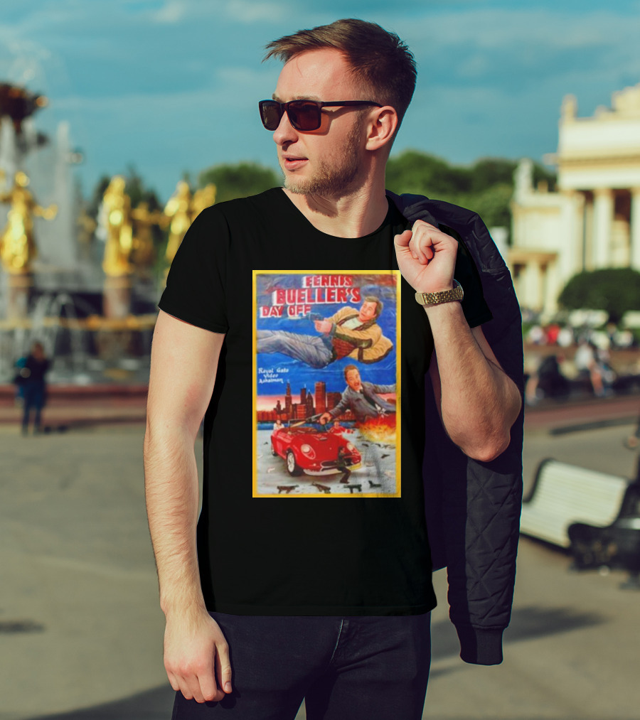 Ferris Bueller's Day Off Royal Gato Video Ashaiman Explosive Artwork With Thrilling City Escape T-Shirt
