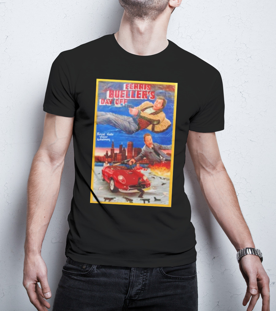 Ferris Bueller's Day Off Royal Gato Video Ashaiman Explosive Artwork With Thrilling City Escape T-Shirt