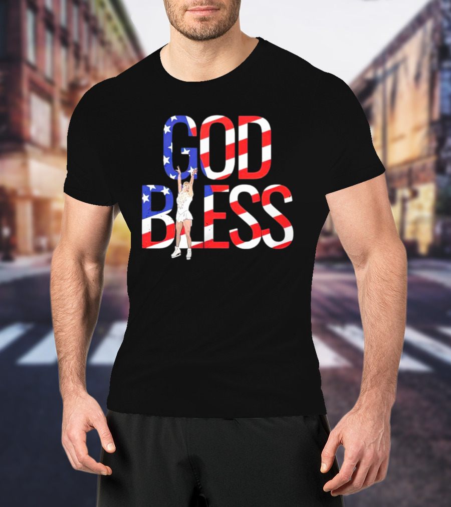 Men’s Tonya Harding God Bless American Flag Figure Skater T-Shirt