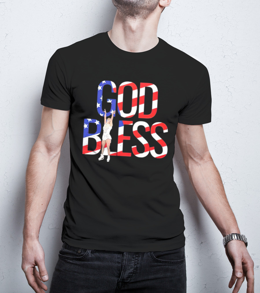 Men’s Tonya Harding God Bless American Flag Figure Skater T-Shirt
