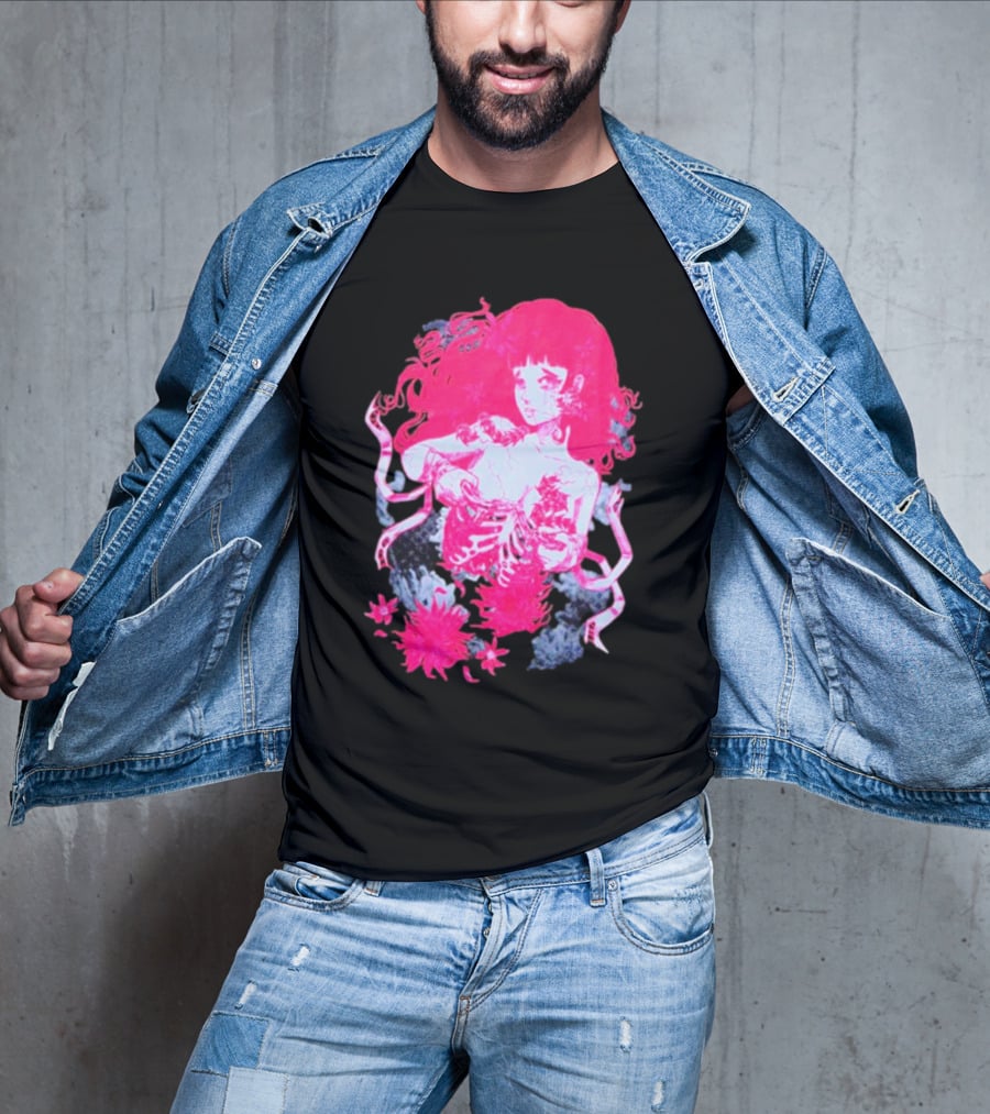 Centipede Girl Rib Cage Pink Floral T-Shirt