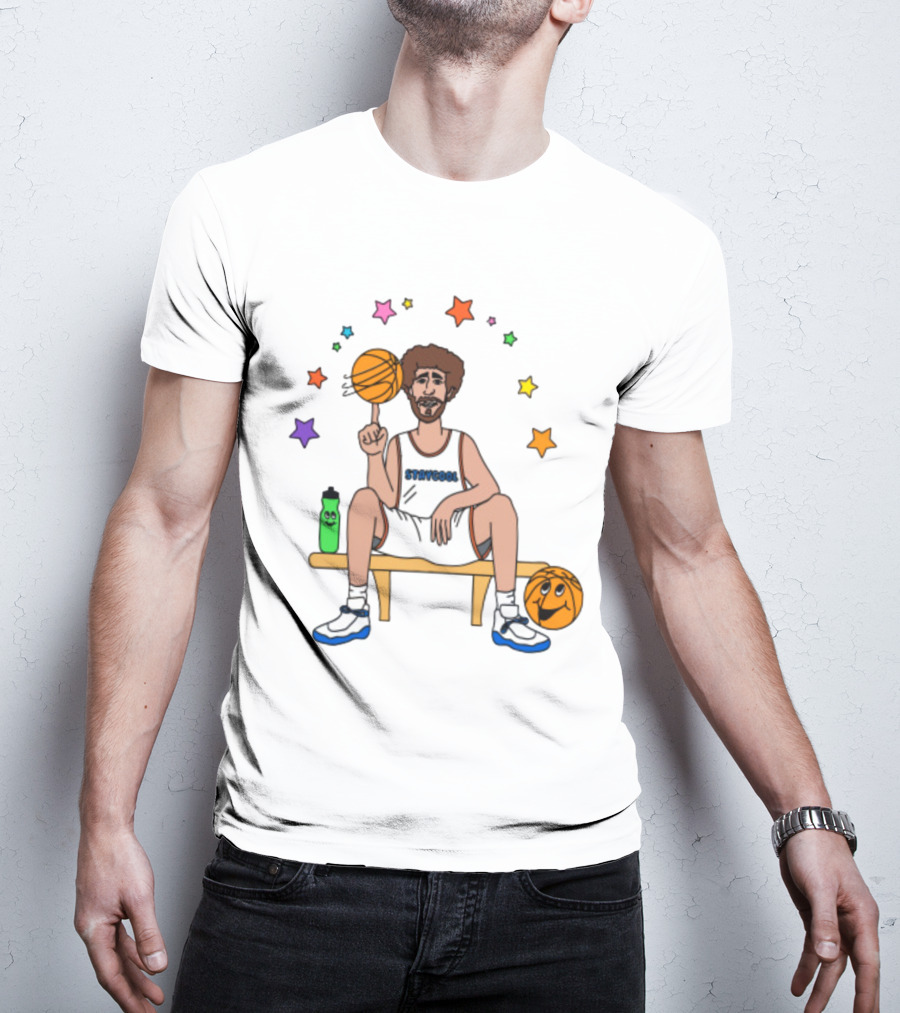 Staycool Basketball Bench With Stars And Basketballs T-Shirt