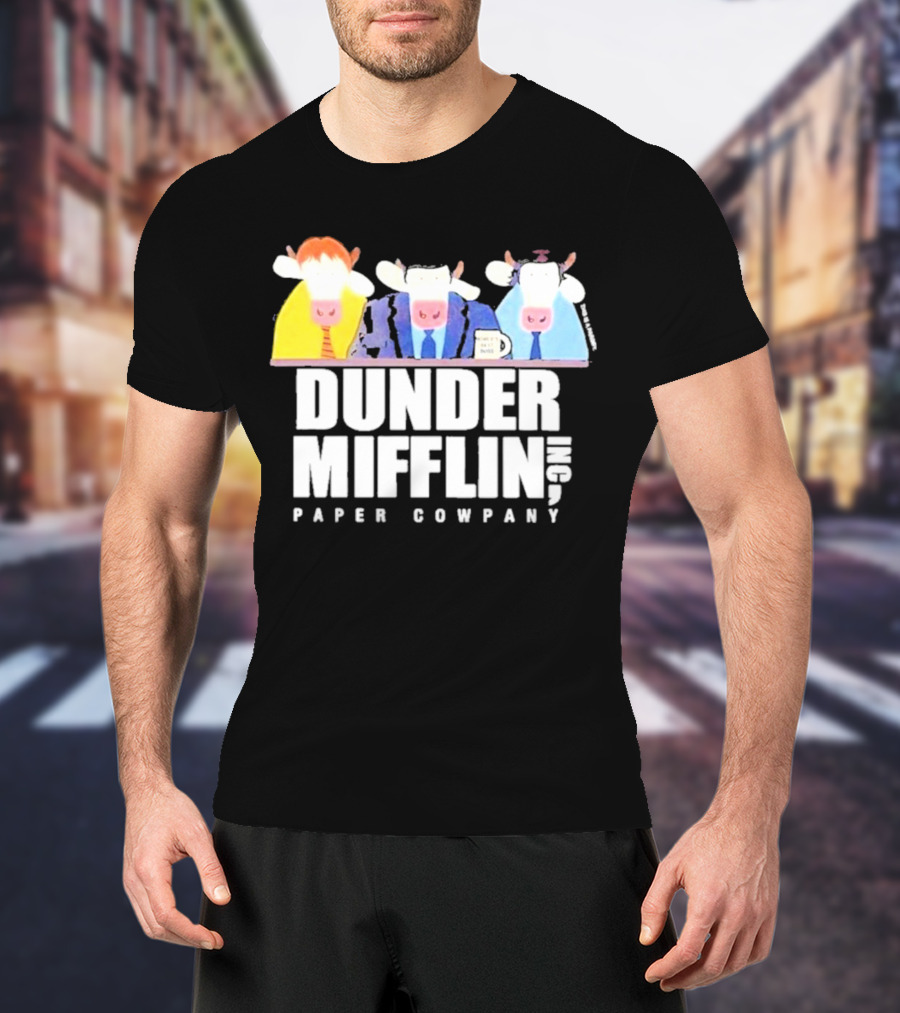 Dunder Mifflin Inc Paper Cowpany Cow Characters T-Shirt
