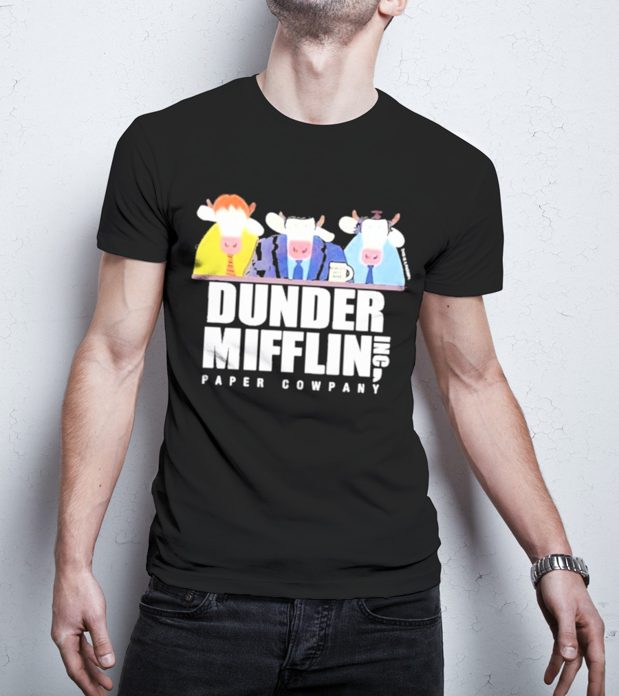 Dunder Mifflin Inc Paper Cowpany Cow Characters T-Shirt
